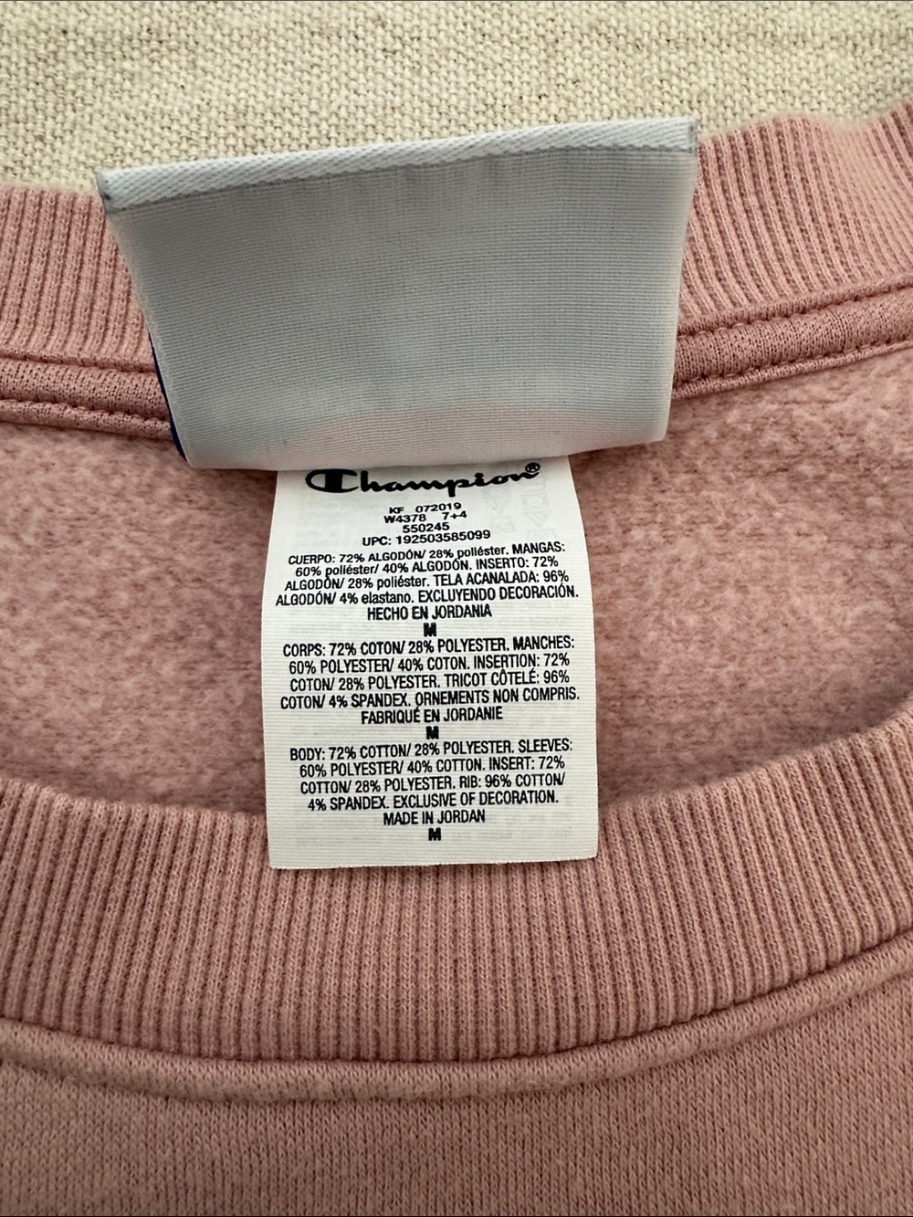 Champion Heritage Sherpa Sleeve Block Logo Crewneck Sweatshirt Pink Medium - Picture 3 of 8